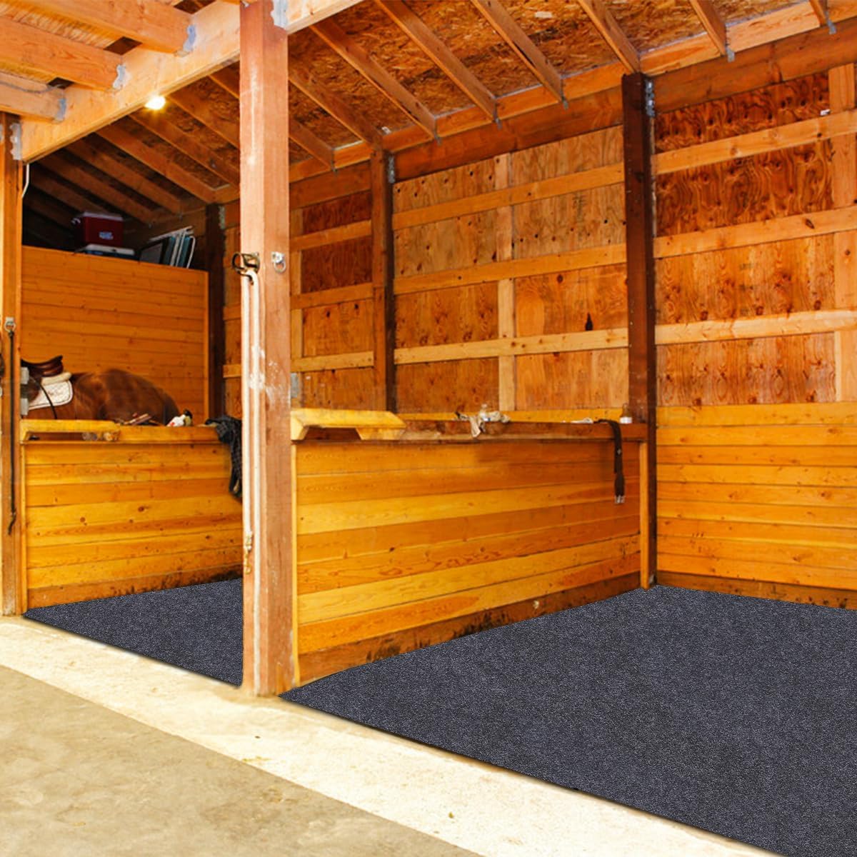 Under Horse/Stable Mats，Horse shed Floor mat——Backing Prevents Liquid Penetration,Duty Stall Mats for Floor Surface,Soft Material, Non-Slip Backing，Washable,Keeps Stable Floors Clean(6 x 8 FT)