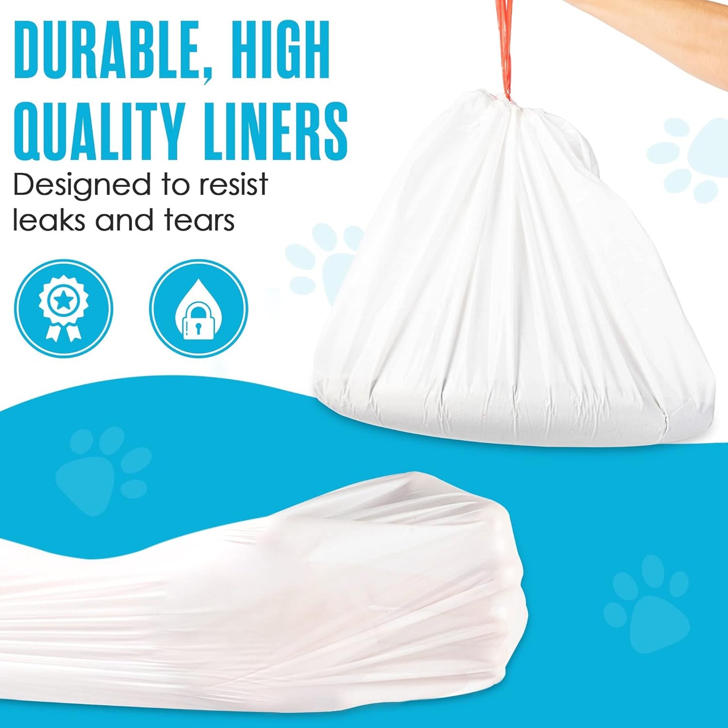 Houseables Cat Litter Bags, Cat Box Liners, Litter Box Liners, Litterbox Bags, 30 Pack, For Kitty Pan, Jumbo, Large, Heavy Duty, Poop Holder, Waste, Trash, Disposable, Unscented, Catliner w/Drawstring