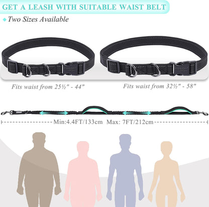 VIVAGLORY Hands Free Dog Leash + Dog Coat, Running Waist Leash with Belt for Running Walking, Warm Fleece Lined Reflective