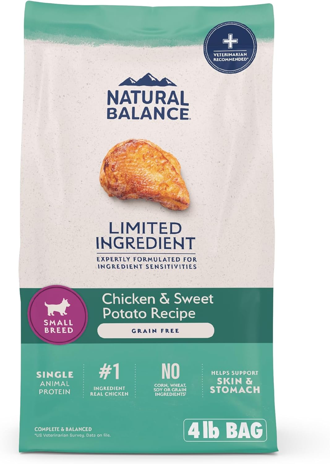 Natural Balance Limited Ingredient Small Breed Adult Grain-Free Dry Dog Food, Chicken & Sweet Potato Recipe, 4 Pound (Pack of 1)