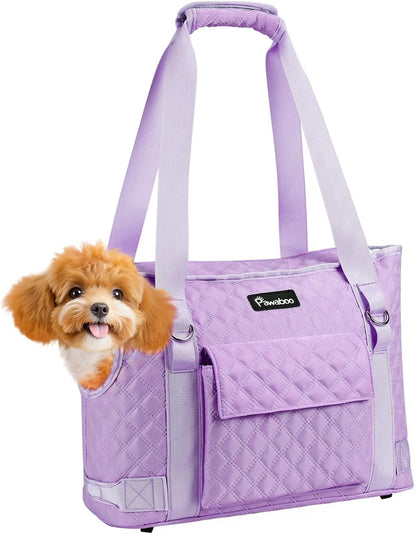 Pawaboo Dog Purse Carrier for Small Dogs with Pocket, Lightweight Dogs and Puppies Tote Bag Carrier, Dog Carriers Soft Sided for Puppy Cat Rabbit, Shopping Travel Puppy Carriers Under 11 LBS, Purple