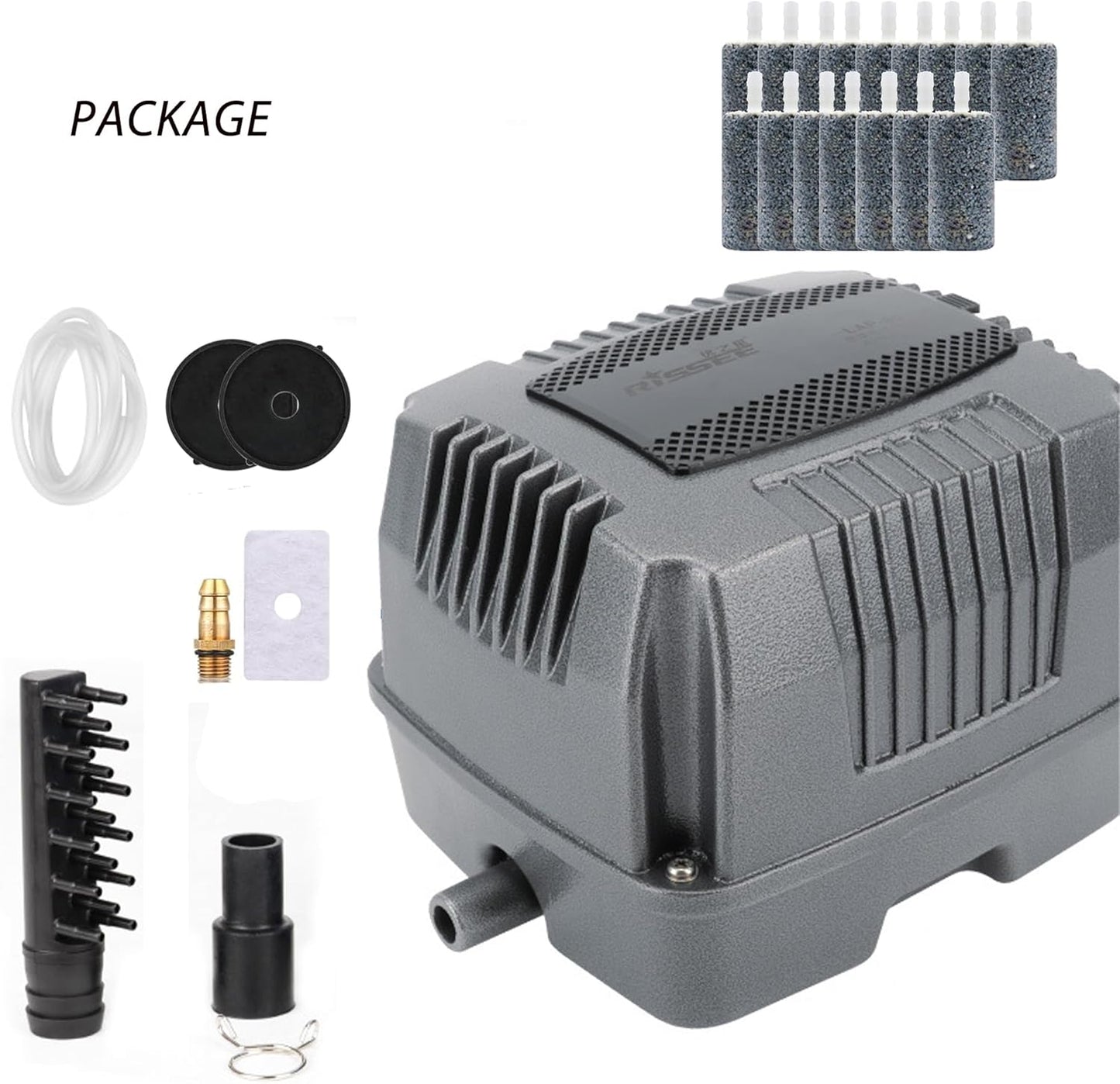 Electric Pond Aerator, Linear Air Pump for Outdoor Ponds, Electromagnetic Fish Aerator Diffuser Bubbler, Air Stone Pump, Home Waste Water Treatment