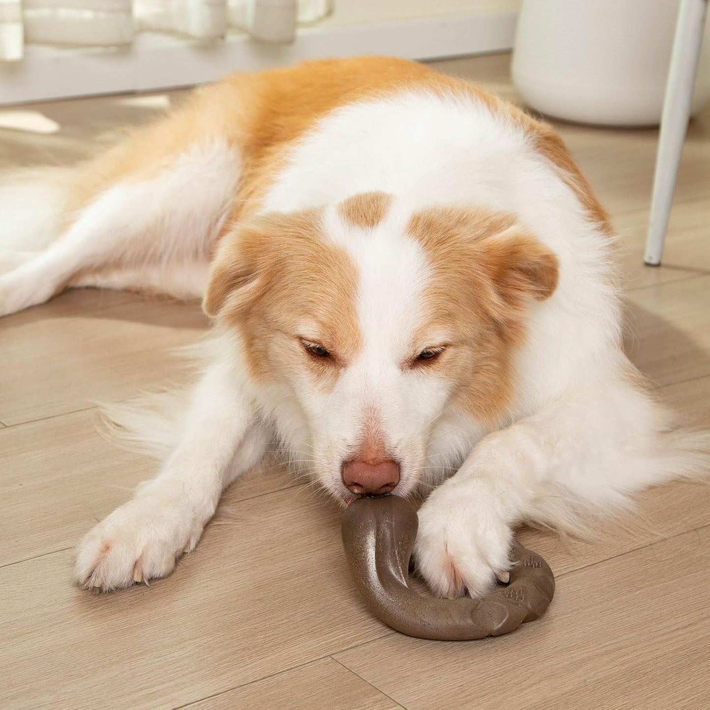 Tough Dog Toys for Aggressive Chewers, Bacon Scented & Curved Nylon Bone to Keep Them Busy, Durable Chew Toy for Medium & Large Breeds (25-80 lbs)