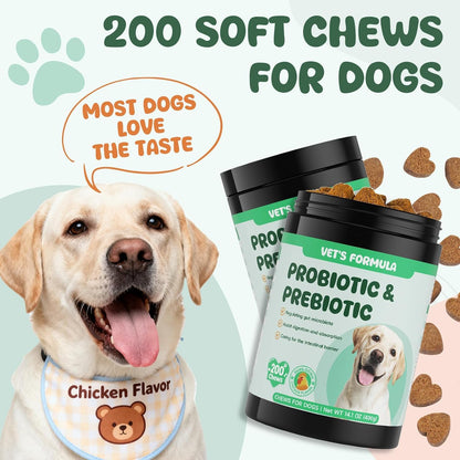 200 PCS Probiotics for Dogs - Digestive Enzymes & Prebiotics for Gut Health, Probiotic Dog Chews Diarrhea Relief & Gas Treatment, Pumpkin Formula for Sensitive Stomachs & Itchy Skin Support