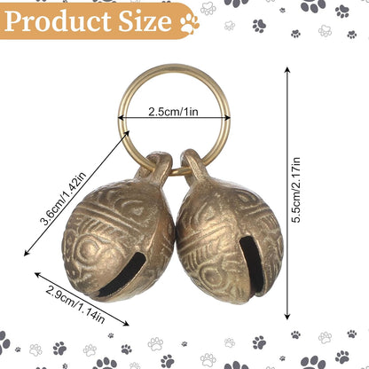 Copper Bell for Dog Collar, 2 PCS Large Brass Dog Bells Collars Extra Loud Collar Bell for Pet Tracking Anti Lost Training Pets Pendant Accessories Anti Theft Bells for Medium Large Dogs & Cats