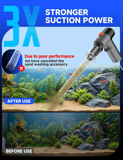 VIPASKA Electric Aquarium Gravel Cleaner Kit with High Pressure Strong Suction, 6-in-1 Multifunction Fish Tank Vacuum Cleaner and Water Changer for Aquarium, Gravel Vacuum with Sand Filter Tools