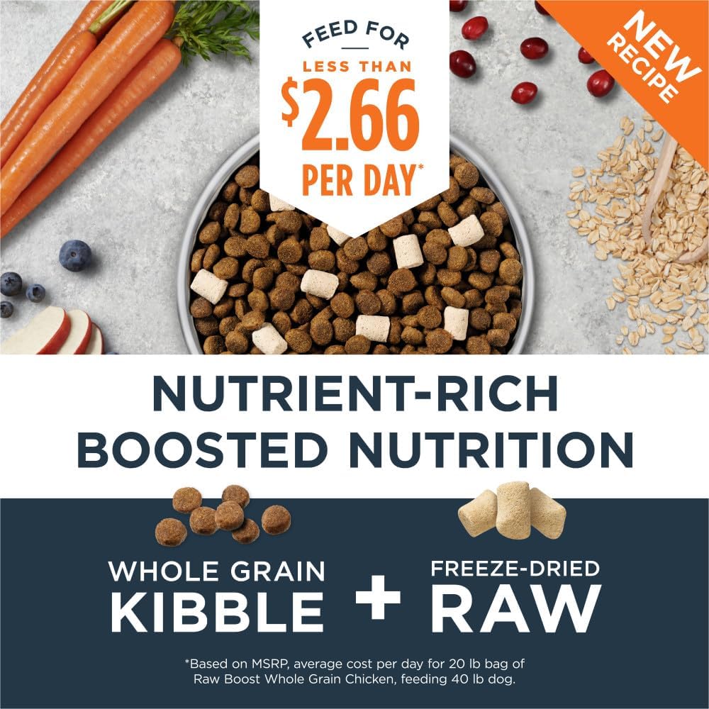 Instinct Raw Boost, Natural Dry Dog Food with Freeze Dried Pieces, High Protein, Whole Grain Recipe - Real Chicken & Brown Rice, 3.5 lb. Bag