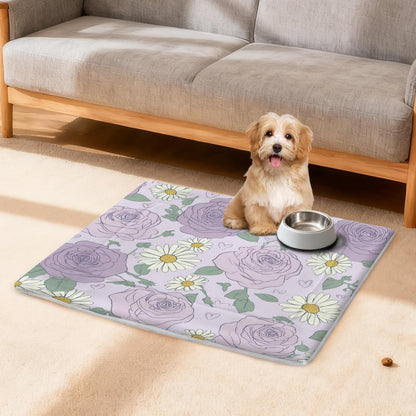 susiyo Spring Artistic Purple Daisies Dog Bed Mat - Super Soft & Warm Pet Pad, 25x18 Inch Machine Washable Mat for Small Medium Dogs, Couch Protector, Crate & Travel Bed Topper