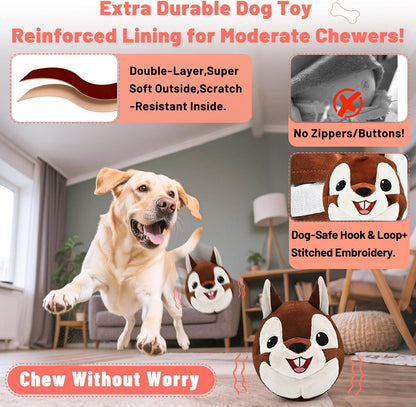 Interactive Dog Toys - Auto Bounce, Move & Vibrate with Sound, Talking Squirrel Puppy Toy for Small Medium Large Dogs, Rechargeable Durable Toy for Anxiety Relief, Boredom & Indoor Play