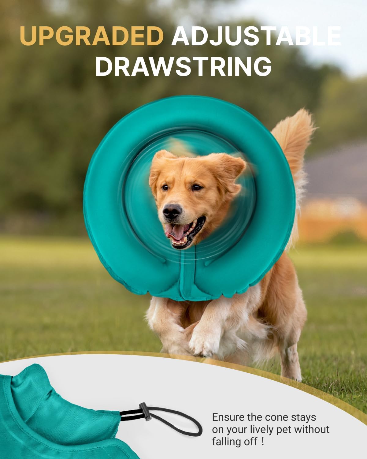 MIDOG Soft Inflatable Dog Cone - Comfortable Alternative After Surgery That Doesn't Block Vision, Patented Donut Recovery Collar Prevents Licking for Large & Medium Dogs (L)