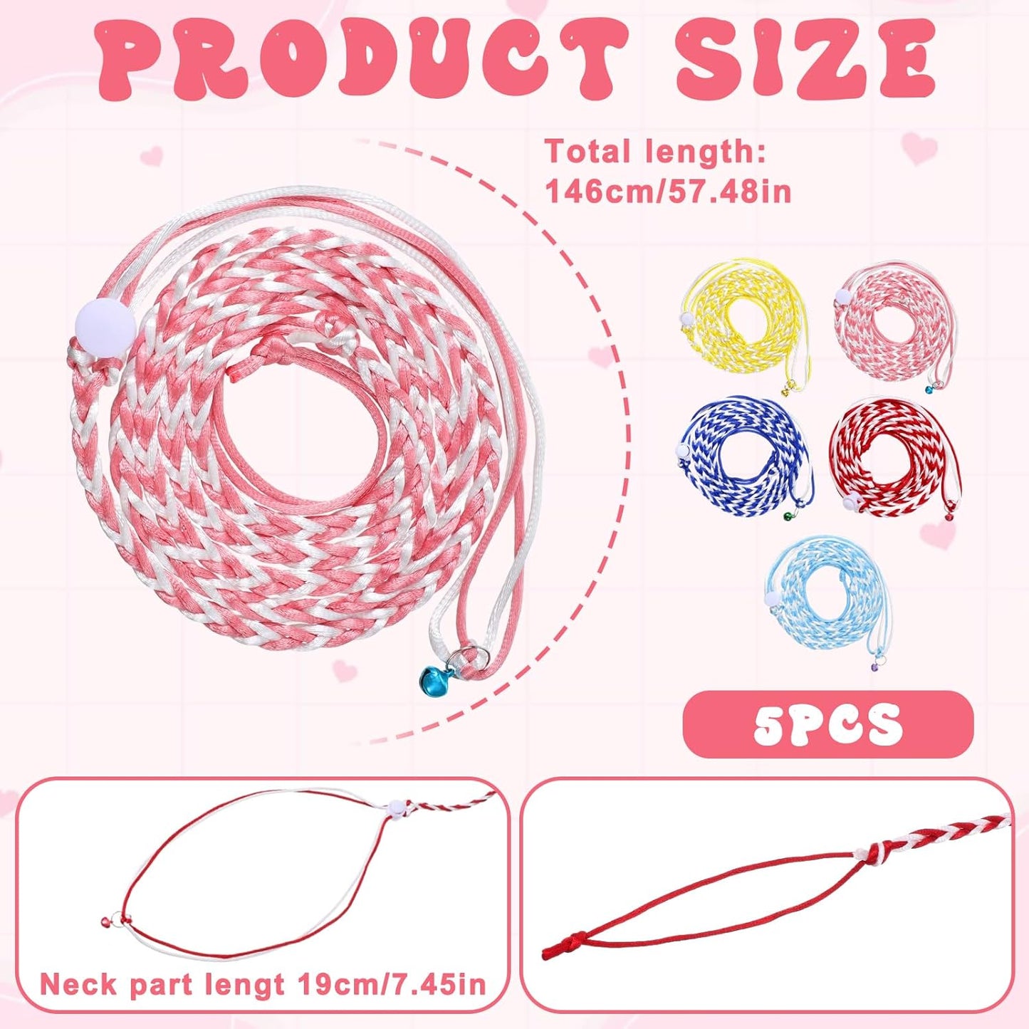 5 Pieces Adjustable Hamster Rat Leash Hamster Harness Small Animal Bell for Ferret Walking Pet Mouse Gerbil Small Animal