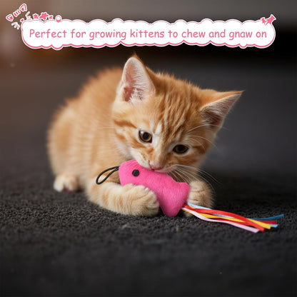 5 Pcs Cat Toys Rose Red Fish, Premium Cat Wand Toy Accessories with Ribbons Catnip Toys for Indoor Cats Exercise and Play