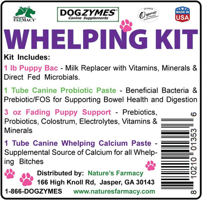 Dogzymes Whelping Kit - Containing Canine Whelping Calcium Paste, Probiotic Paste, Fading Puppy Support, and Puppy Bac Milk Replacer