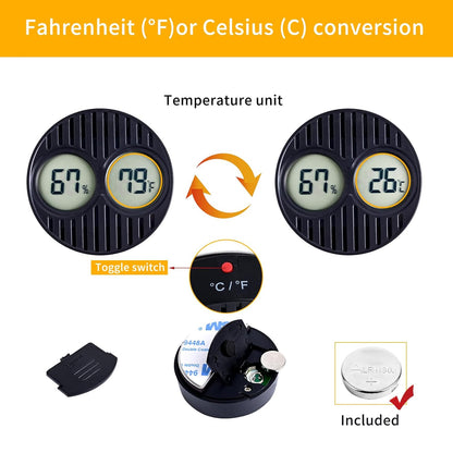 CIGAROL Mini Digital Hygrometer & Thermometer for Humidors — Indoor/Outdoor Temperature & Humidity Gauge for Greenhouse, Incubator, Reptile Terrarium & Jars, °F/°C（Pack of 1）