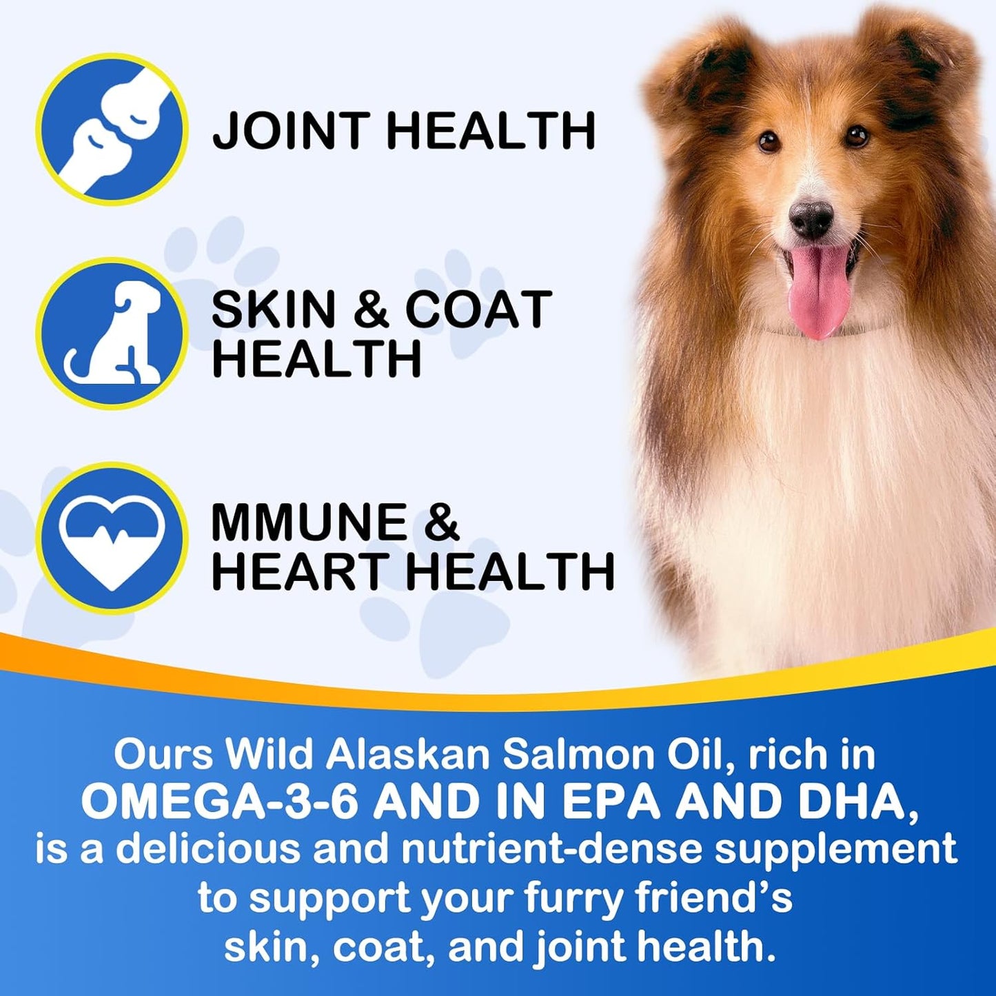 Omega-3 Fish Oil for Dogs, Omega 3 Fish Oil with EPA & DHA Supports Dogs Seasonal Allergies Relief, Boosts Immune Function, Itch Skin Relief & Promote Coat Health, Pet Supplements - 120 Soft Gels