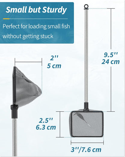 Pawfly Aquarium Fish Net with Extendable 9-24 Inch Long Handle for Betta Fish Tank Small Koi Pond and Pool