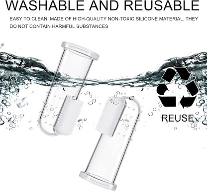 BLMHTWO 5 Pieces Dog Tooth Brushing Kit Finger Toothbrush for Dogs Cat Puppy Toothbrushs with Silicone Bristles and 16 Round Particles Thickened Silicone-Layer Transparent Dog Toothbrushs for All Pets