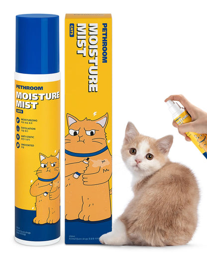 PETHROOM] Unscented Cat Moisture Mist – Natural Leave-In Conditioner Spray for Cats – 95% Plant Extracts– Hydrating, Detangling, Static & Dander Control, 100% EWG Green