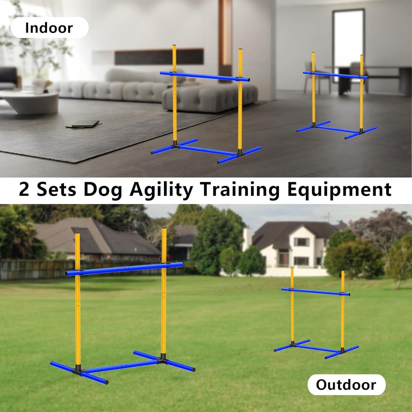 Dog Jump Hurdles Training Equipment,Indoor or Ourdoor,Dog Agility Training Equipment,Jump Obstacle Course for Dogs Outdoor, Playground Equipment,Carrying Bag (2 Sets)