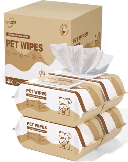 400 Coconut Oil Dog Wipes for Paws and Butt Large Thick Puppy Wipes for Dogs Face and Body Dog Wipes Cleaning Deodorizing Cat Wipes Cleaning Fur and Butt Big Doggie Wipes Doggy Wipes Bum Dog Ear Wipes