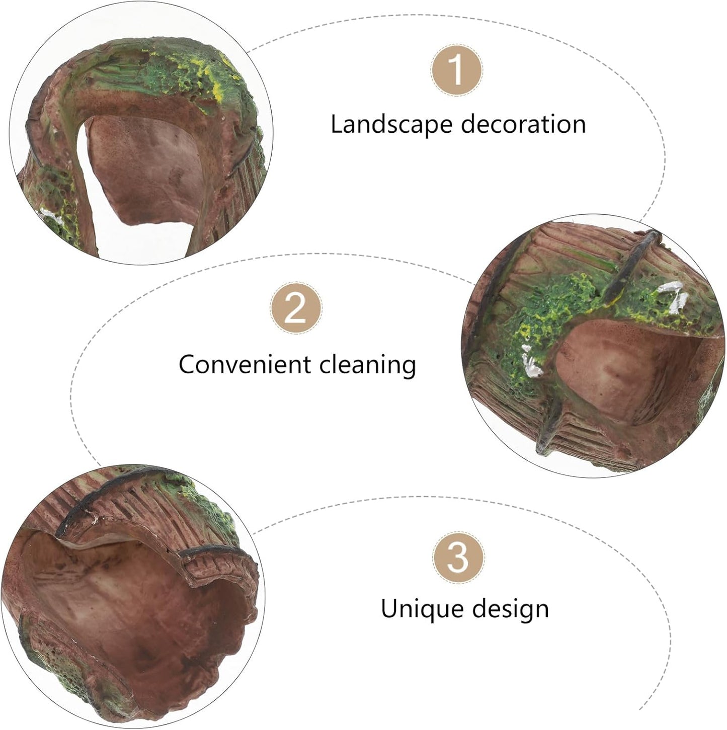 GLEAVI Reptile Hide Cave Habitat Decor Plastic Leopard Gecko Tank Reptile Rock Hideout Small Spider Scorpion Shelter for Bearded Dragon and Turtle Basking Platform