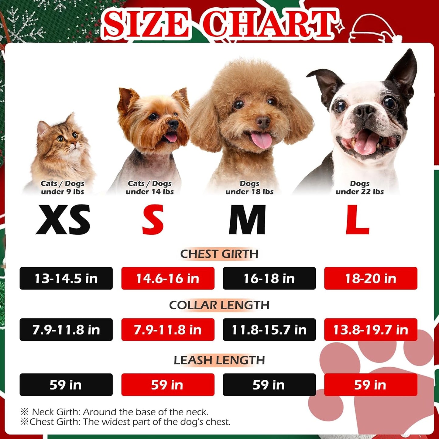 EXPAWLORER Christmas Puppy Harness - Dog Collar and Leash - Soft Mesh Padded Adjustable Step in Small Dog Vest Harness No Pull, Reflective Escape Proof for Outdoor Walking, Red S