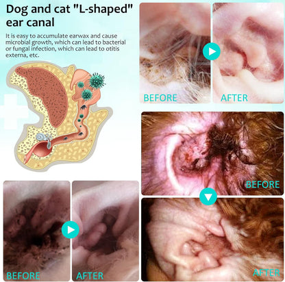 Ear Mite Treatment for Dogs and Cats, Relief for Dogs and Cats Suffering from Ear Mites, Pets Ear Cleaning Drops with Soothing Aloe for Dog & Cats Yeast Infection (1)