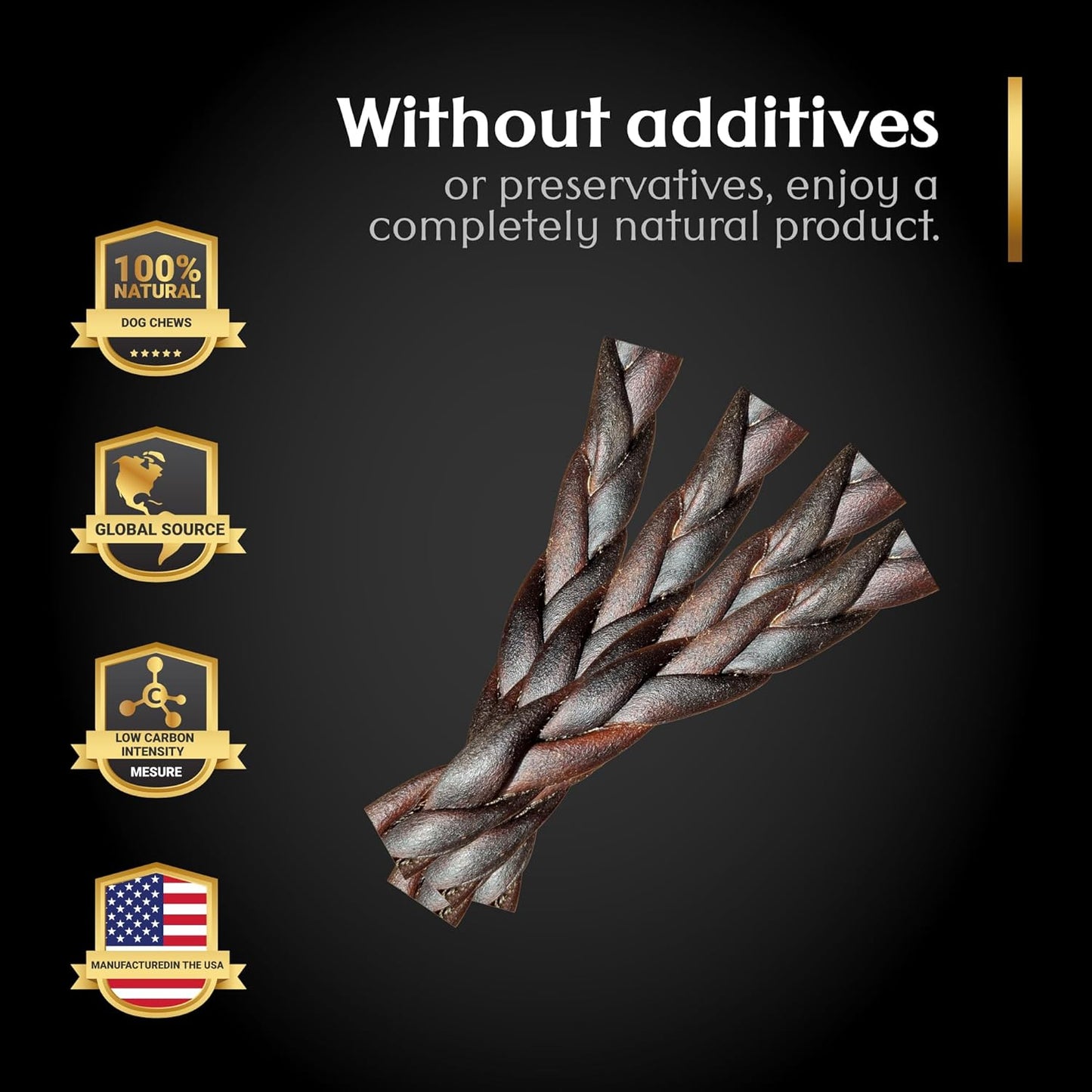 Braided Collagen Sticks for Dogs (6 Inch - 7 Pack), – Premium All-Natural, Odor-Free, High-Protein Chews, Supports Skin, Coat & Joint Health – Perfect for Medium & Large Dogs