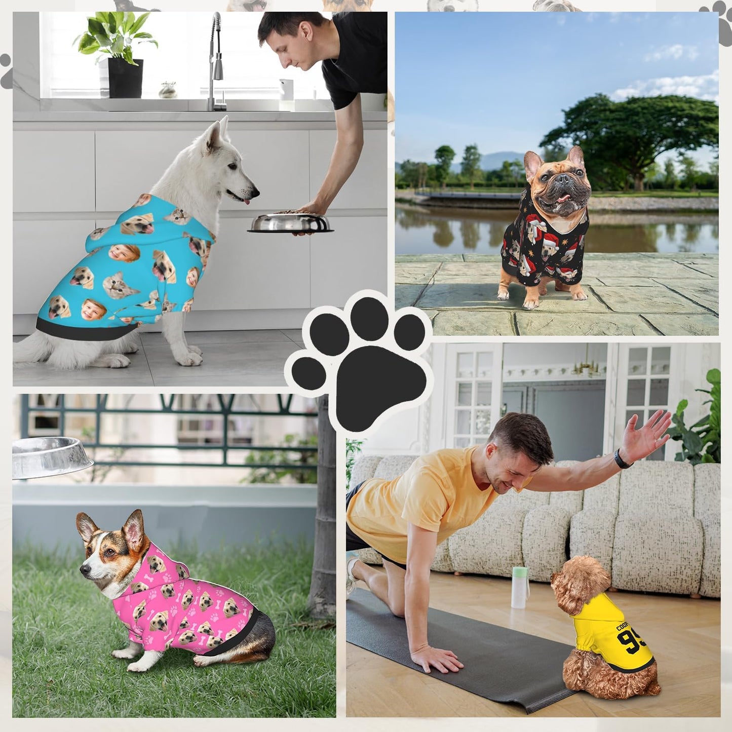 Custom Dog Hoodie, Personalized Dog Sweatshirts with Pet Face Name Photo for Small Medium Large Dogs Cat Puppy Pitbull Clothes Sweater Outfits Custume