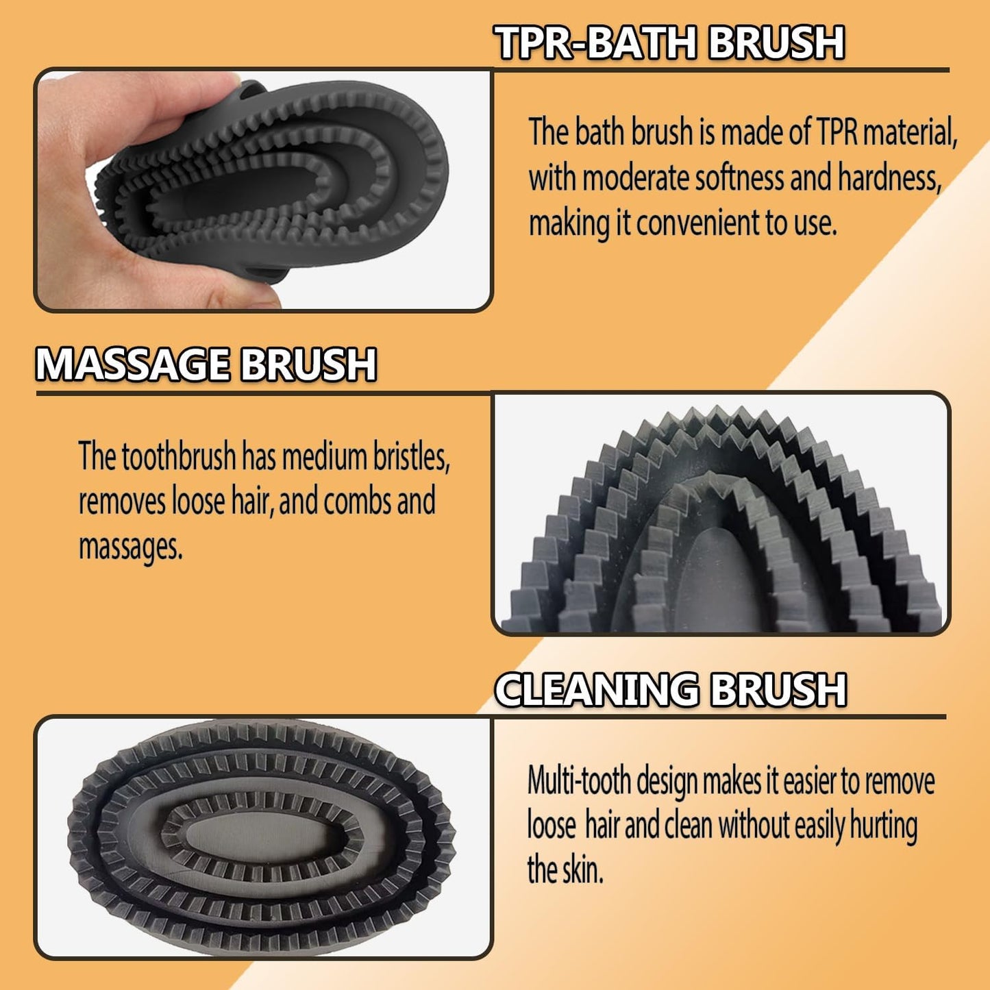 Multi-Purpose Rubber Curry Comb with Handle – Horse Grooming & Pet Bath Brush for Dogs, Cats, Livestock | Shedding Tool for Short & Long Hair