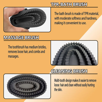 Multi-Purpose Rubber Curry Comb with Handle – Horse Grooming & Pet Bath Brush for Dogs, Cats, Livestock | Shedding Tool for Short & Long Hair