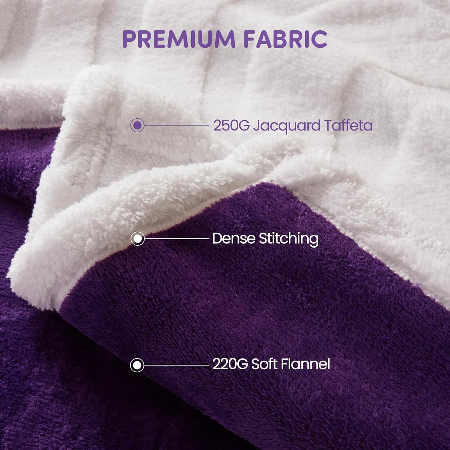 Waterproof Dog Blanket for Couch Bed – Double-Sided Washable Cat Puppy Blanket, Pet Throw Soft, Warm, Durable, Protective Furniture Cover, Purple White XL(80×60)"