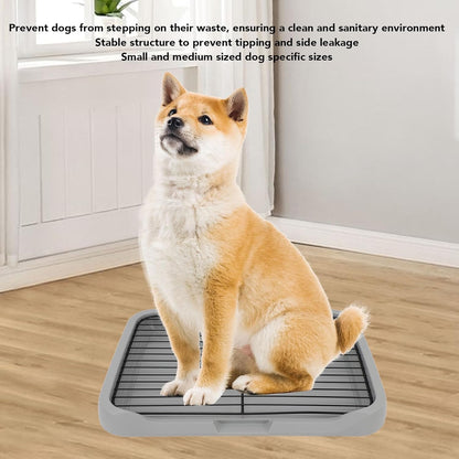 Dog Training Toilet, Puppy Potty Training Tray with Removable Mesh Design, Stable Structure Prevent Tipping for Small Medium Dogs, Indoor Dog Litter Box with Shovel and Net Frame