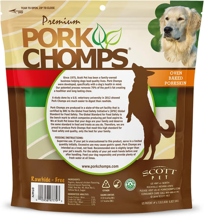 Pork Chomps Baked Pork Skin Dog Chews, 6-inch Twists, Assorted Flavors, 12 Count