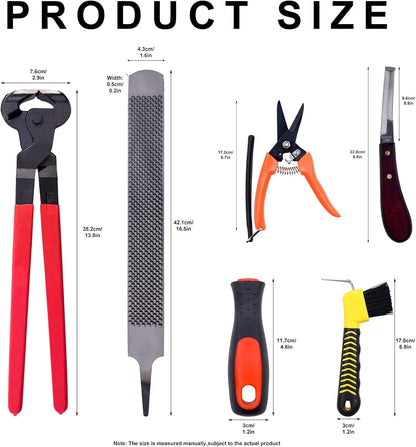 14 inch Horse Farrier Tool Kits - 6Pcs Professional Hoof Trimming Farrier Tools, Can Easily Trim The Hooves of Horses, Cows, Sheep, Donkeys and Other Medium-Sized Animals