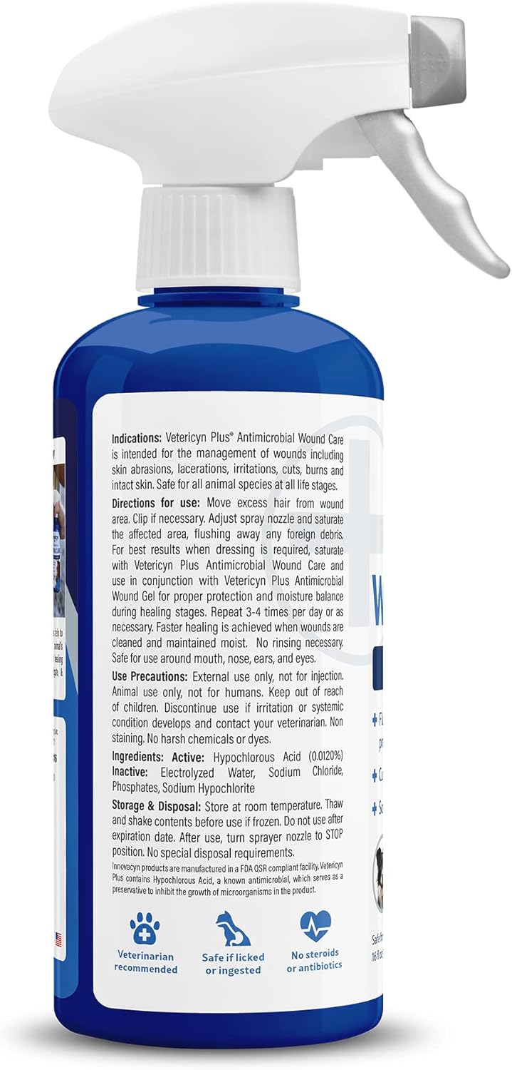 Vetericyn Plus Horse Wound Care Spray | Equine Healing Aid and Skin Repair, Clean Wounds, Relieve Itchy Skin. 16 ounces