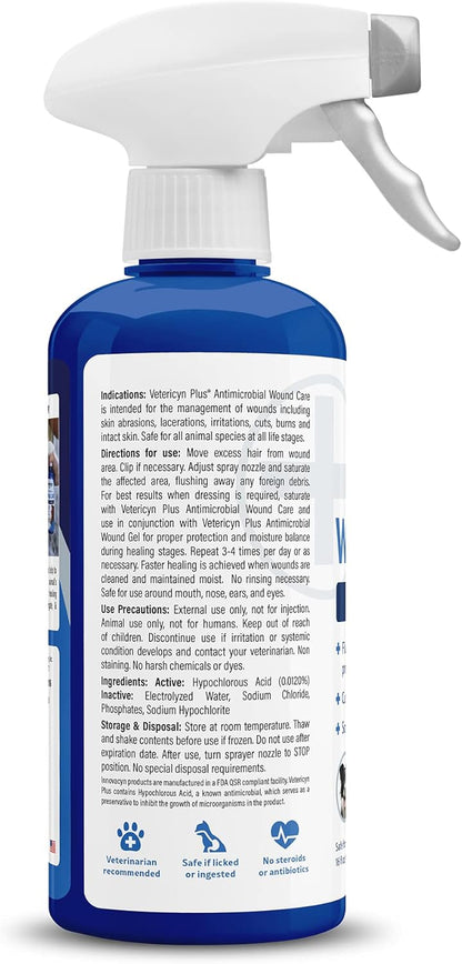 Vetericyn Plus Horse Wound Care Spray | Equine Healing Aid and Skin Repair, Clean Wounds, Relieve Itchy Skin. 16 ounces