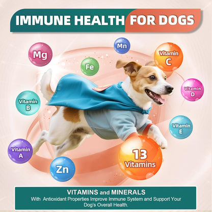 Dog Multivitamin, Dog Vitamins and Supplements, Multivitamin for Dogs with Glucosamine, Probiotics & Omega 3 for Joint, Digestive, Skin, Coat and Immune Health, Chicken Flavor - 180 Bites