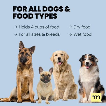 MalsiPree Spinning Slow Feeder Dog Bowl, Anti-Choke Non-Slip Feeding for Small & Large Breeds with 2 Puzzle Mats, Blue - Dog Bowls - Puzzle Feeder - Slow Feeders