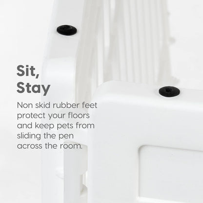 IRIS USA 24" 4-Panel Dog Playpen with Door, 35 x 35 x 24, Puppy Playpen, Dog Play Pen Indoors, Pet Fence, Puppies/Small Dogs, White