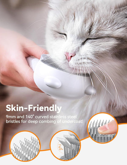 FEELNEEDY Cat Steam Brush, Brushes for Indoor Cats with Release Button, Dual Speed Spray USB Rechargeable Grooming Supplies, Cat Brush for Shedding Suitable for All Long-haired and Short-haired Pets