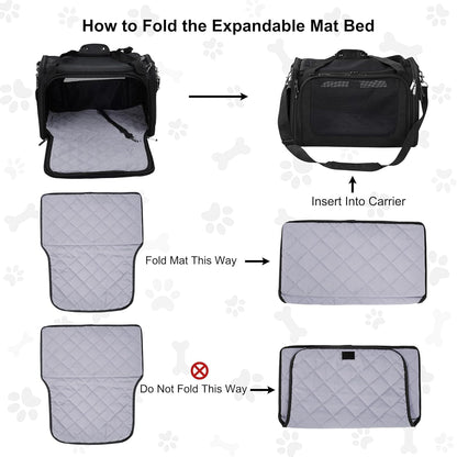 EliteField Deluxe Soft-Sided Pet Carrier (3 Year Warranty, Airline Approved), Travel Bag for Dogs, Cats & Small Pets, with Expandable Mat