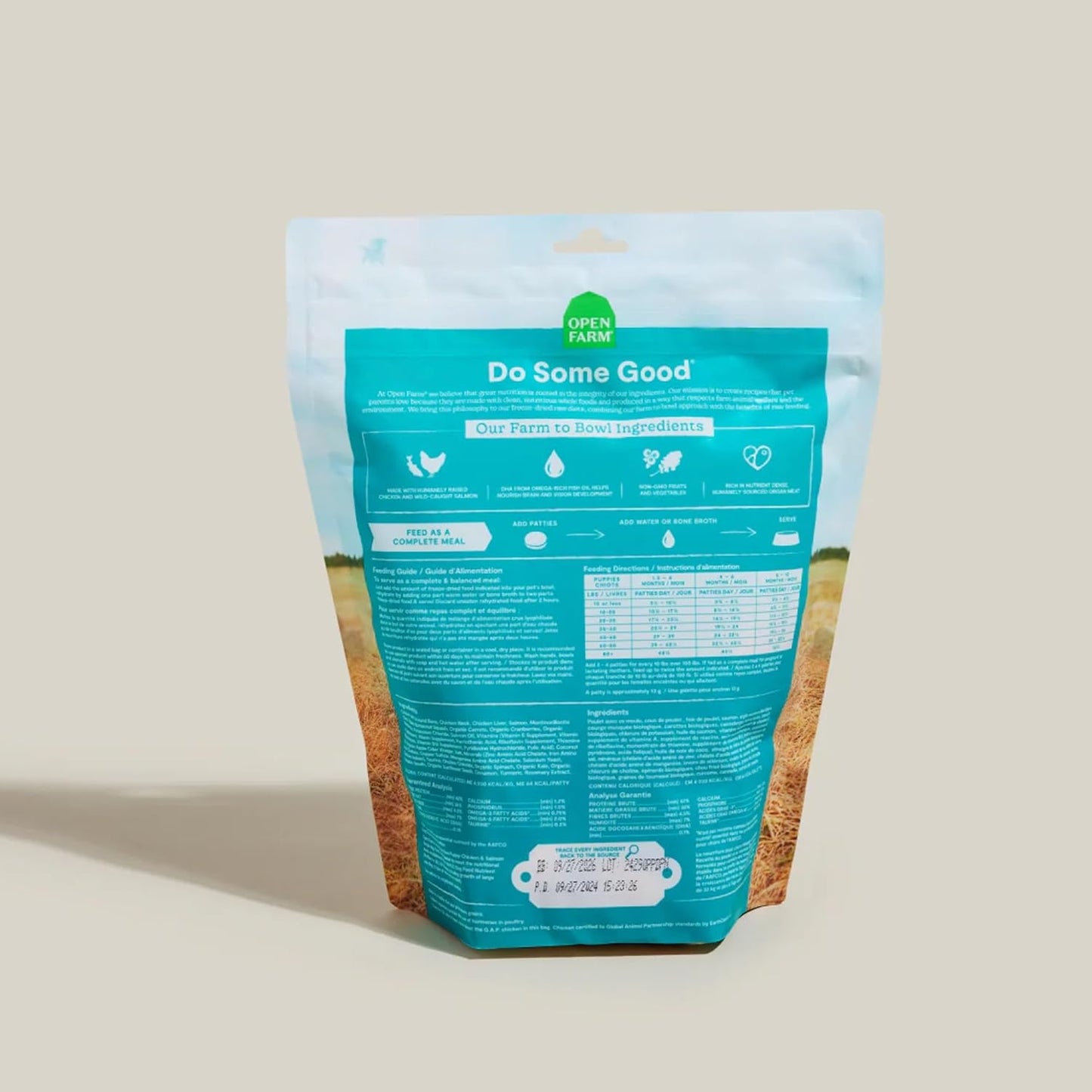 Open Farm, Freeze Dried Raw Puppy Food, Patties with 95% Meat, Organs & Bone, Complete Meal or Freeze Dried Dog Food Mixer, Chicken & Salmon Puppy Recipe, 10.5oz Bag