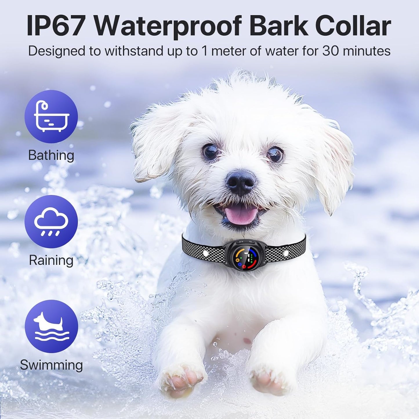 Bark Collar for Small Medium Dogs, Dog Bark Collar with Beep Vibration, IP67 Waterproof Rechargeable Barking Collar with 7 Adjustable Sensitivity (Classic Black)