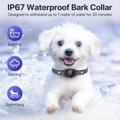 Bark Collar for Small Medium Dogs, Dog Bark Collar with Beep Vibration, IP67 Waterproof Rechargeable Barking Collar with 7 Adjustable Sensitivity (Classic Black)