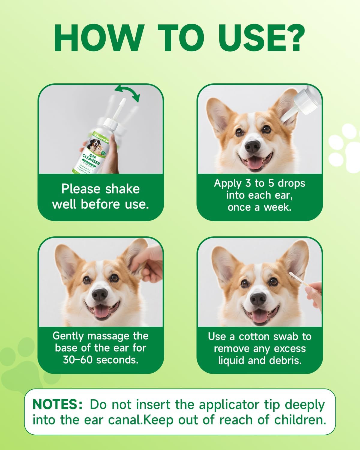 Cat & Dog Ear Cleaner - Gentle Cat & Dog Ear Cleaning Solution, Removes Debris, Wax Buildup, Odor, Itch Relief, 120ml Pet Ears Wash and Care with Aloe Barbadensis, Lavender, Chamomile, Non-Irritating