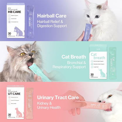 Doctor By HB Care Cat Hairball Supplement-Hairball Treatment for Cats Furball Control Relief Remedy & Digestive Support with Omega-3, Chitosan lickable Formula Individuallly Packaged (1Pack, 30 Count)