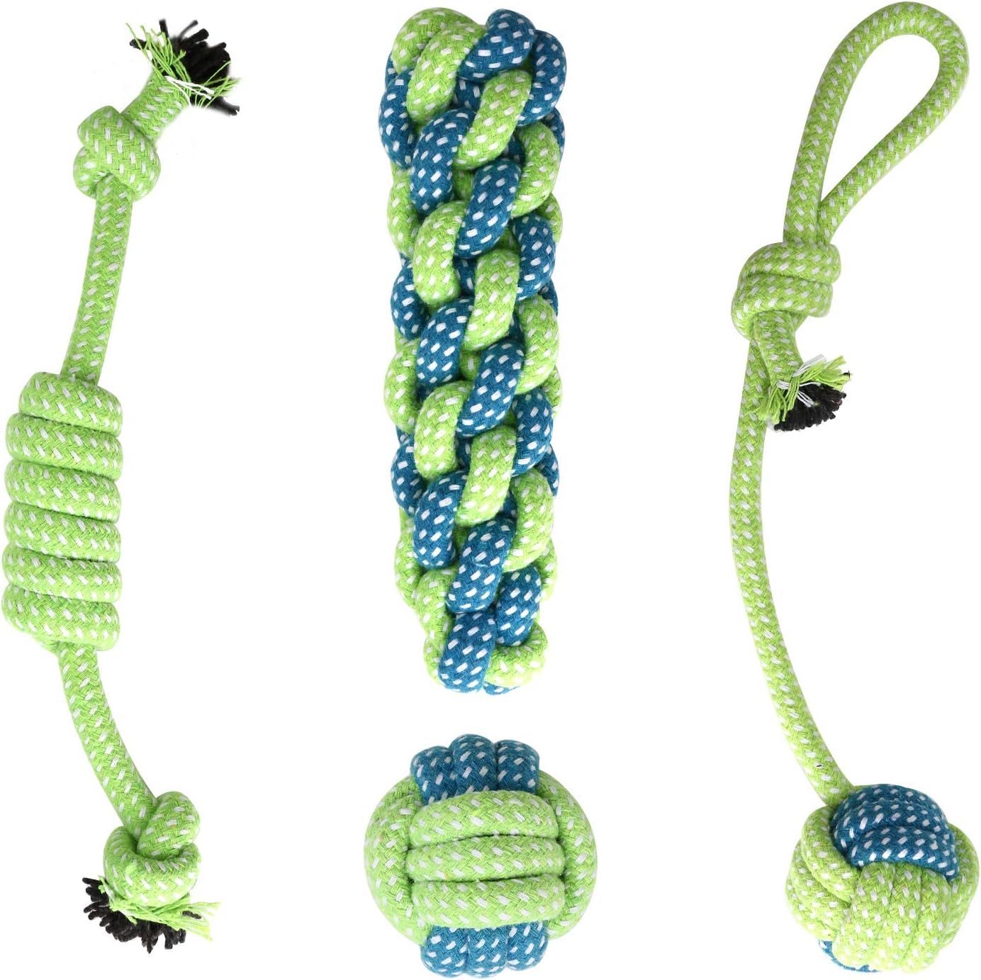 Depets 4PCs Dog Rope Toy, Assorted Puppy Chew Toys, Durable Rope Knot Dog Toy, Puppy Teething Playing Toys for Small Dogs Puppies