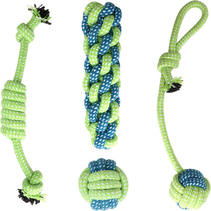 Depets 4PCs Dog Rope Toy, Assorted Puppy Chew Toys, Durable Rope Knot Dog Toy, Puppy Teething Playing Toys for Small Dogs Puppies