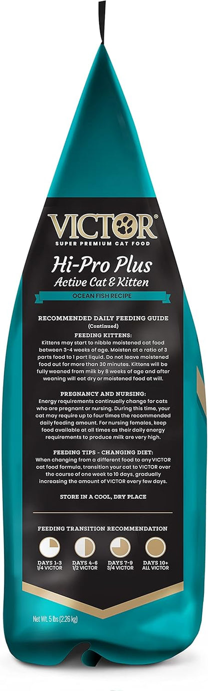 VICTOR Super Premium Cat Food – Hi-Pro Plus Active Adult Cat and Kitten – Dry Feline Food for Active Cats – All Breeds and All Life Stages – Supports Energy, Healthy Coat, Immune Function, 5lb